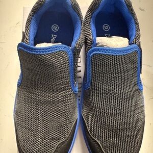 Gray and Blue Slip-On Sneakers